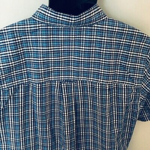 Chaps Shirt Blue Plaid SS Button-Down Sz M - Picture 5 of 6